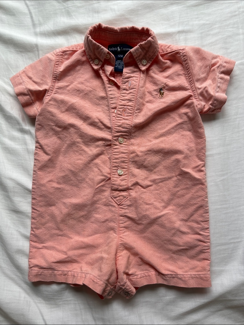 Ralph Lauren Coral Button-Down Short Romper